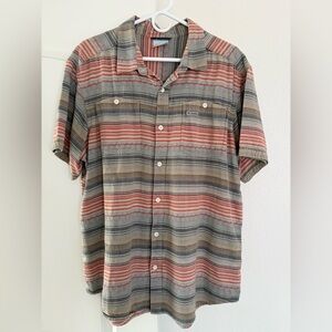 Columbia Men’s Short Sleeve Striped Button-Up Shirt - Rust & Gray